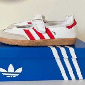 Adidas Originals Samba Jane Girls White/Red Sneakers Size 5.5 GS